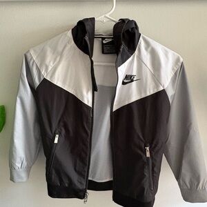 Nike Black, White & Gray Windbreaker Jacket - Kids